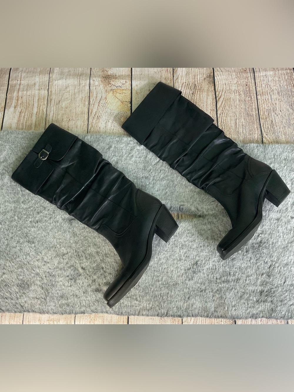 Via Spiga Black Block Heel Boots Size 7